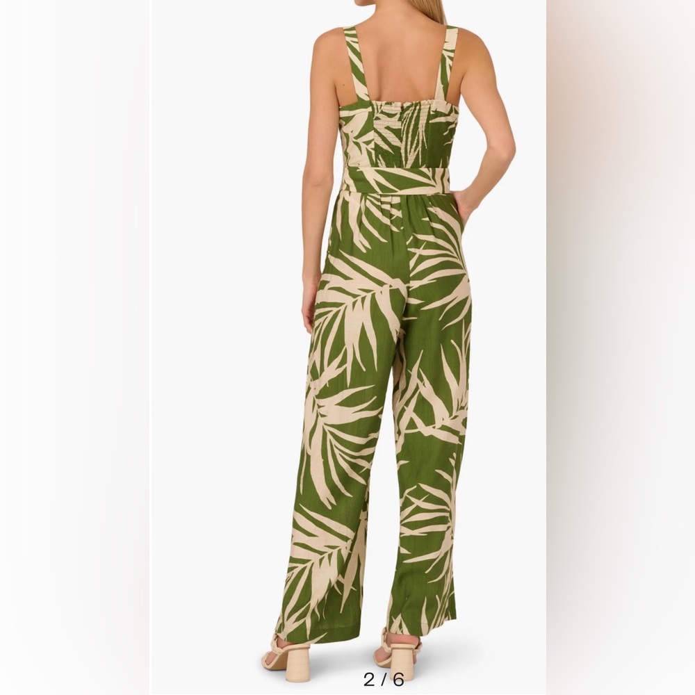 Adrianna Papell Wide Leg Palm Print Jumpsuit with Removable Belt - - Picture 3 of 9